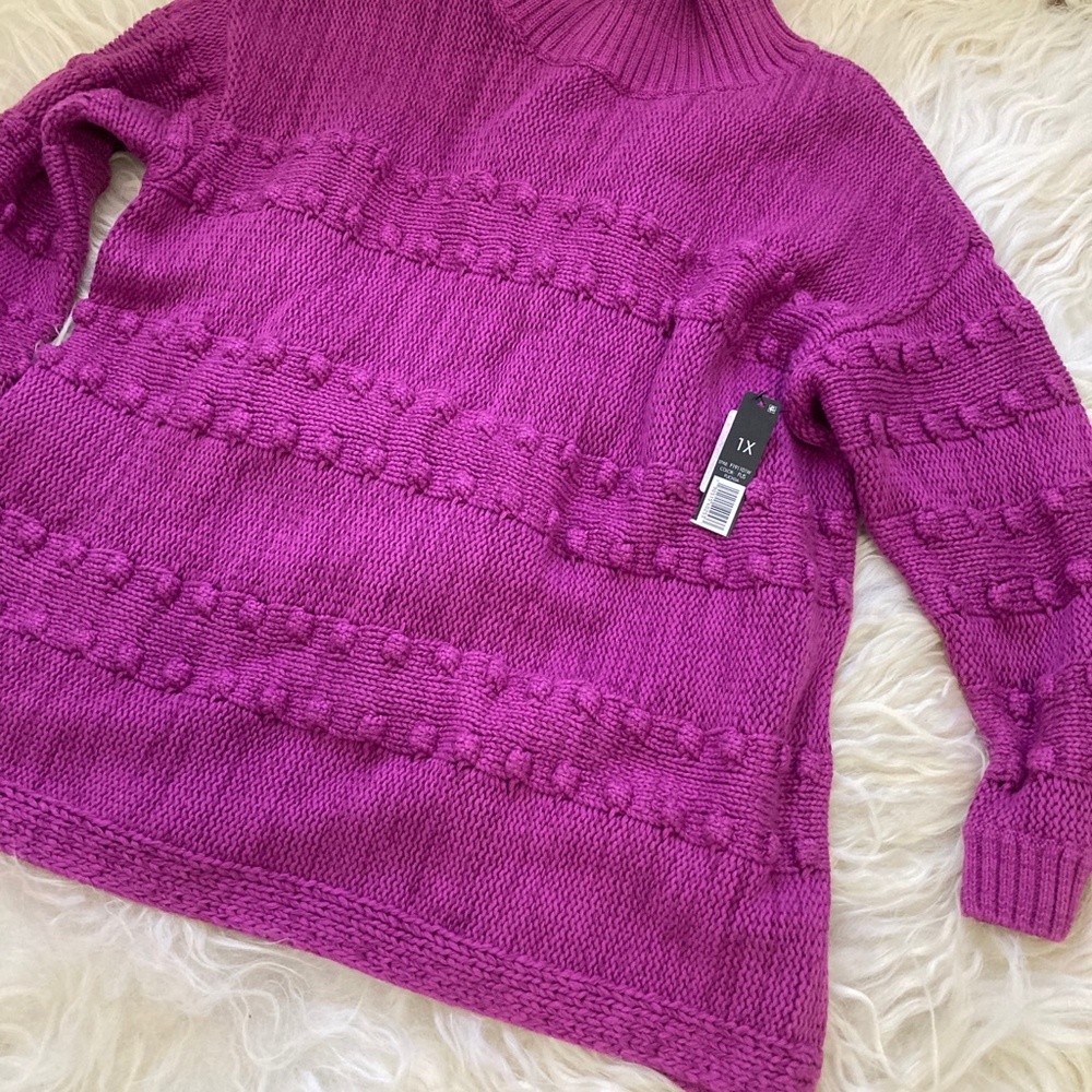 NIC + ZOE PLUS ADORE A BALL TEXTURED PULLOVER MOCK TURTLENECK SWEATER - Picture 7 of 9